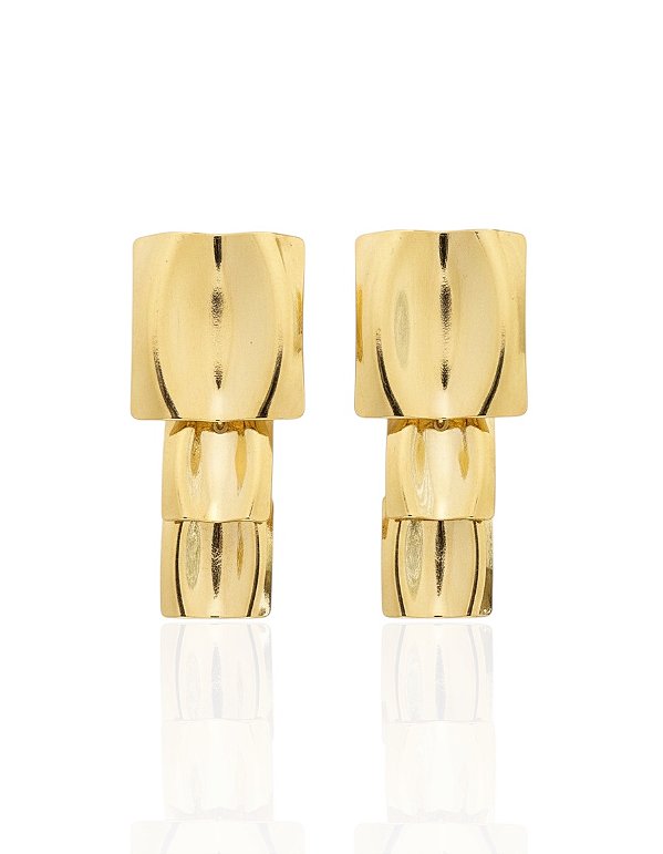 Brinco Telha em Cascata 5cm - Banho de Ouro 18k