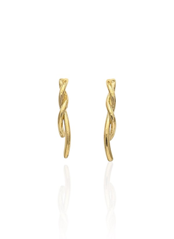 Brinco Ear Hook Entrelaçado - Banho de Ouro 18k