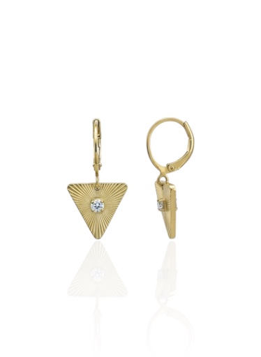 Brinco Argolinha com Pingente de Triangulo e Ponto de Luz - Banho de Ouro 18k