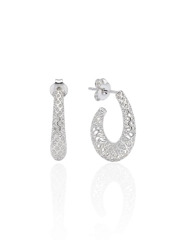 Brinco Argola Tela Vazada 1,8cm - Prata 925