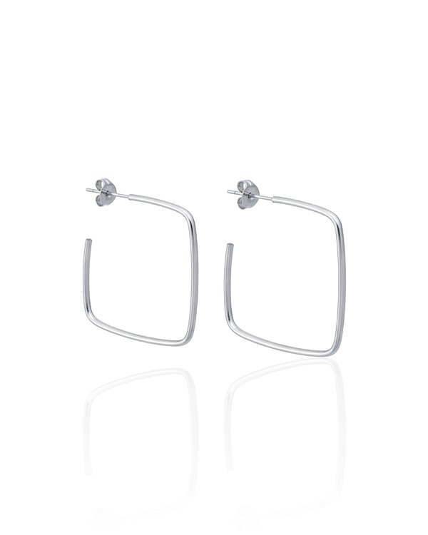 Brinco Argola Quadrada Tarraxa 3cm - Prata 925