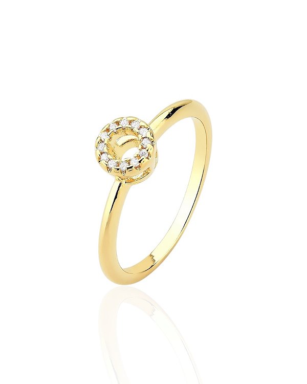 Anel Círculo Vazado Cravejado - Banho de Ouro 18k
