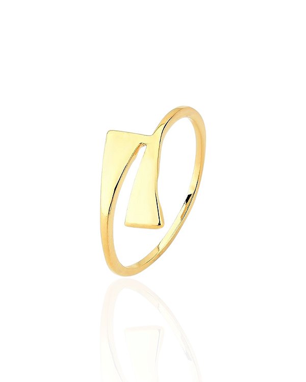 Anel 2 Pontas Lisas - Banho de Ouro 18k