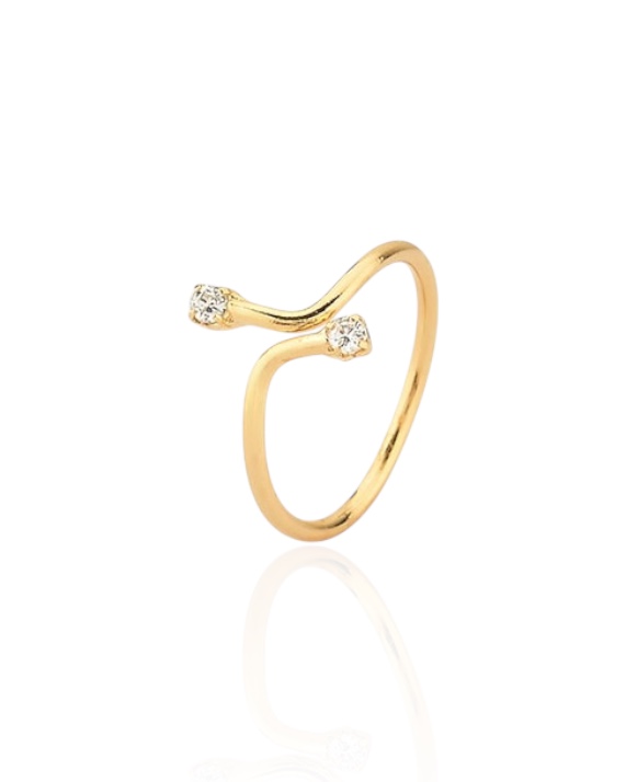 Anel Falange Regulável 2 Pontos de Luz - Banho de Ouro 18k