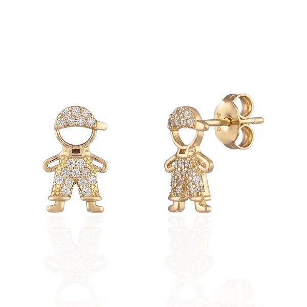 Brinco Menino Adolescente Cravejado - Banho de Ouro 18k