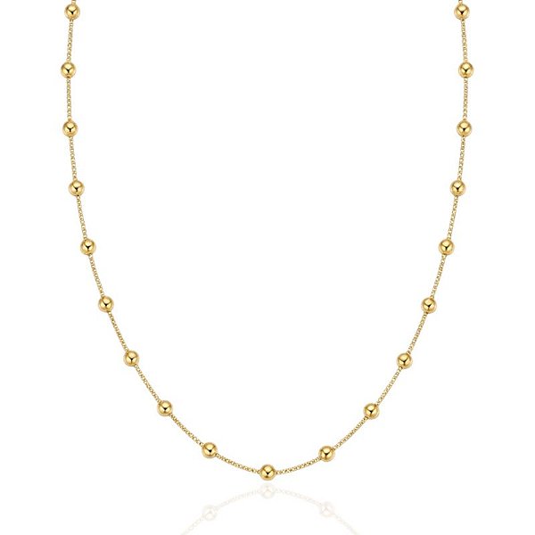 Colar Choker Veneziana com Bolinhas 36cm - Banho de Ouro 18k