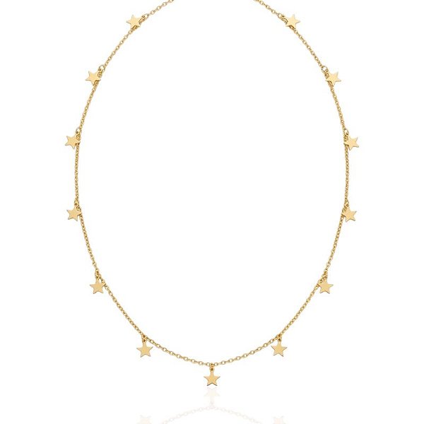 Colar Pingentes de Estrela 45cm - Banho de Ouro 18k
