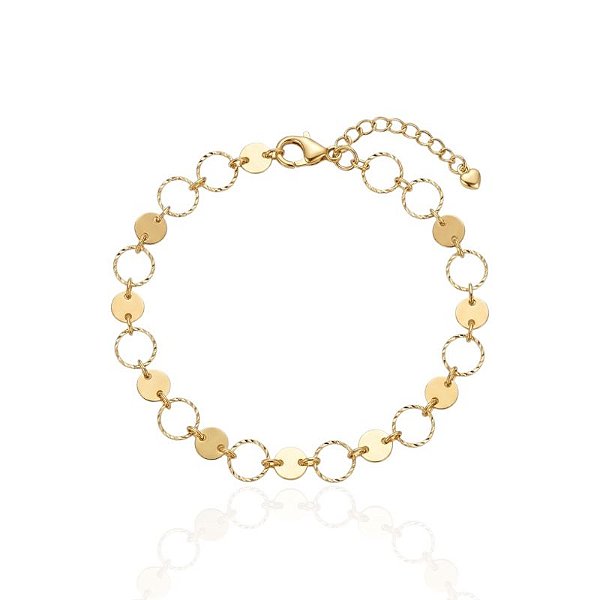 Pulseira Círculos Vazados + Medalinhas Lisas - Banho Ouro 18k