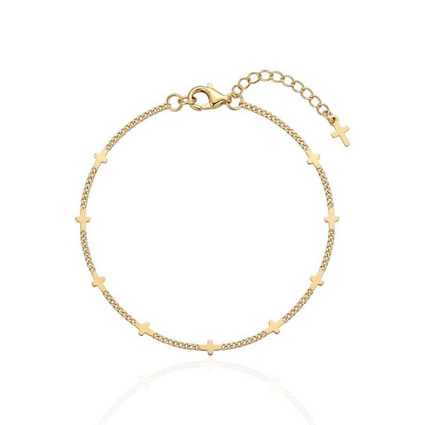 Pulseira Medalhinhas de Cruz - Banho Ouro 18k