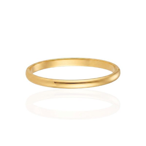 Bracelete Grosso Liso Click - Banho Ouro 18k