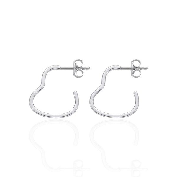 Brinco Argolinha Coração Tarraxa 2cm - Prata 925