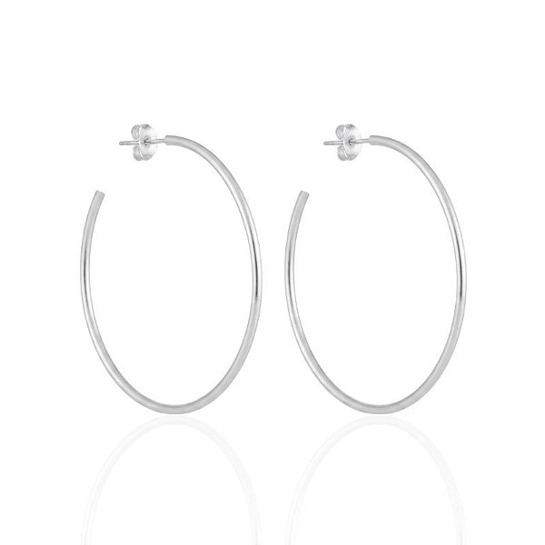 Brinco Argola Fio Redondo Tarraxa 5,2cm - Prata 925