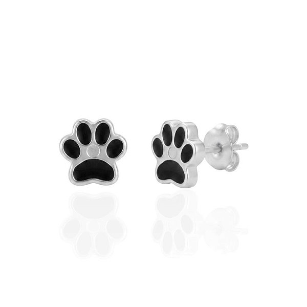 Brinco Patinha com Resina Preta 0,9cm - Prata 925