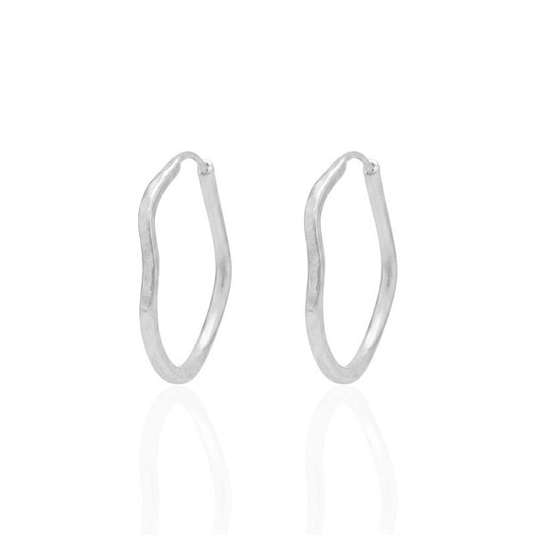 Brinco Argola Ondulada Fio Quadrado 5cm - Prata 925