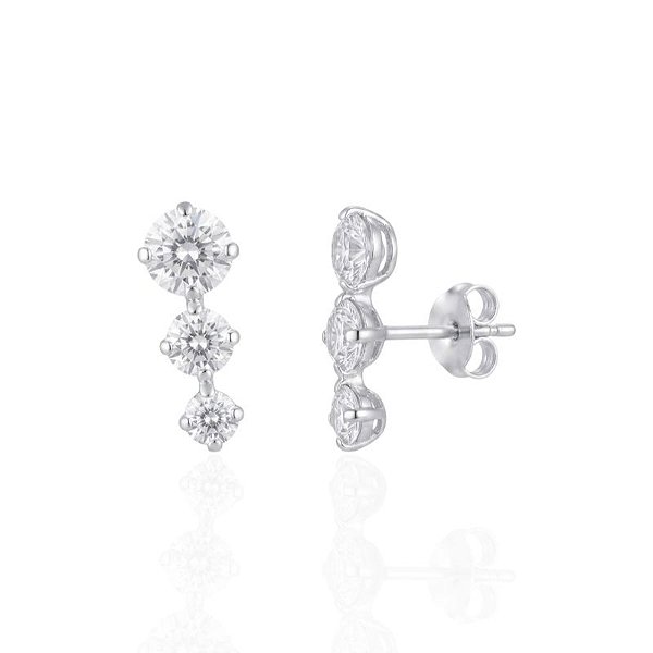 Brinco Ear Cuff 3 Zircônia Cristal - Prata 925