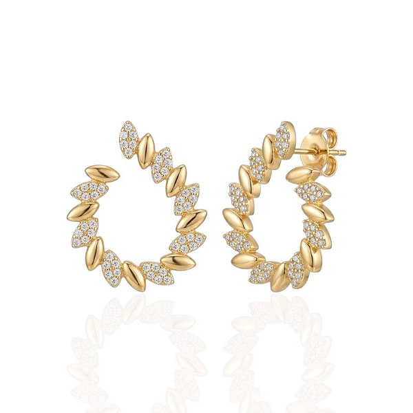 Brinco Orgânico Gotas Lisas e Cravejadas - Banho de Ouro 18k