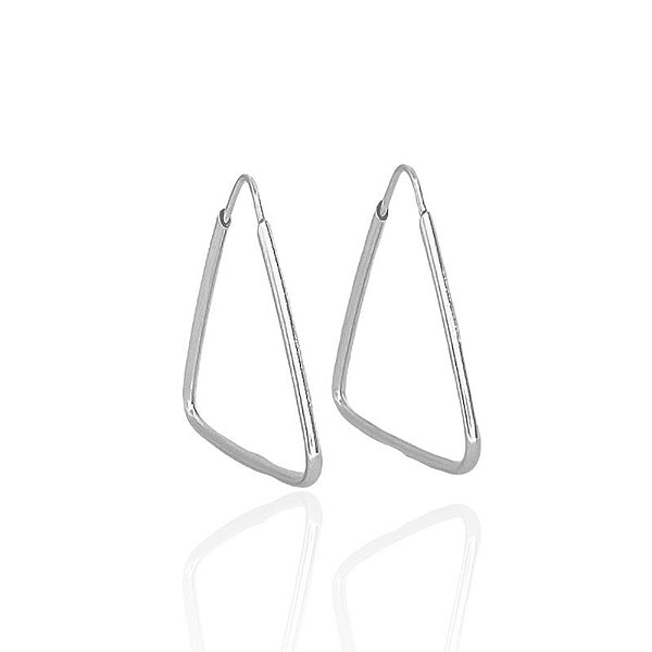 Brinco Argola Triângulo Lisa 2,9cm - Prata 925