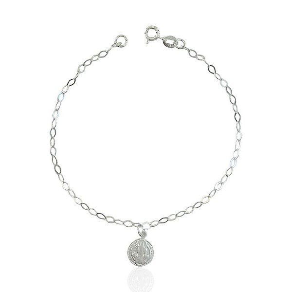 Pulseira Plaquinha São Bento Elo Português 18cm - Prata 925