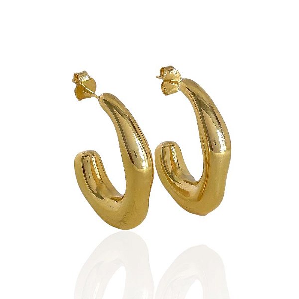 Brinco Argola Orgânica Puffer - Banho de Ouro 18k