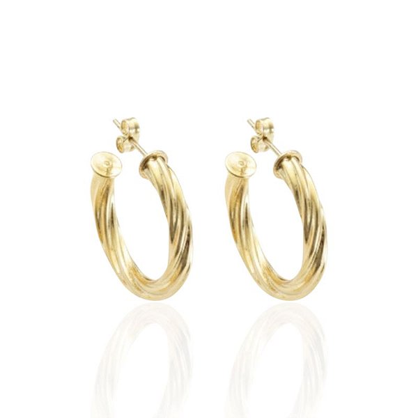Brinco Argola Torcida 2,5cm - Banho de Ouro 18k