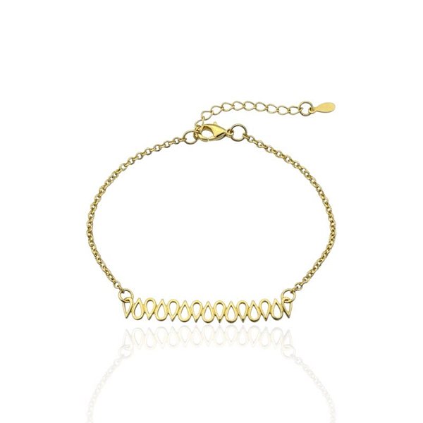 Pulseira Aro c/ Gotas Vazadas 17cm - Banho de Ouro 18k