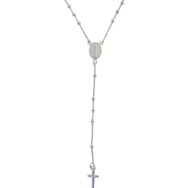Colar Terço Veneziana 45cm - Prata 925
