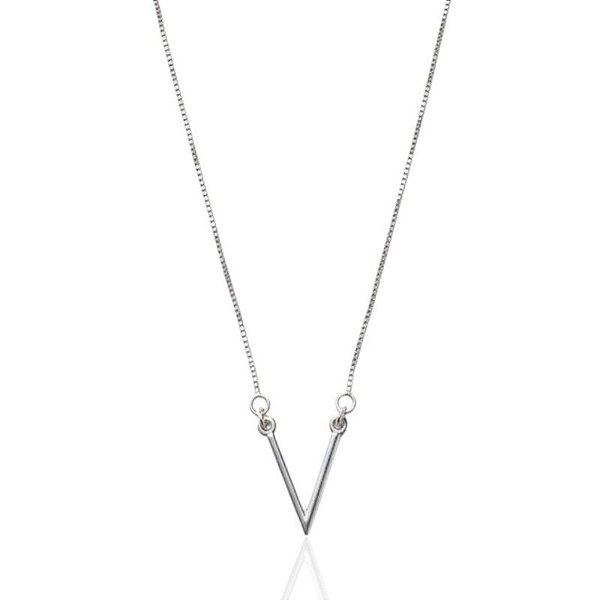 Colar V Veneziana 45cm - Prata 925