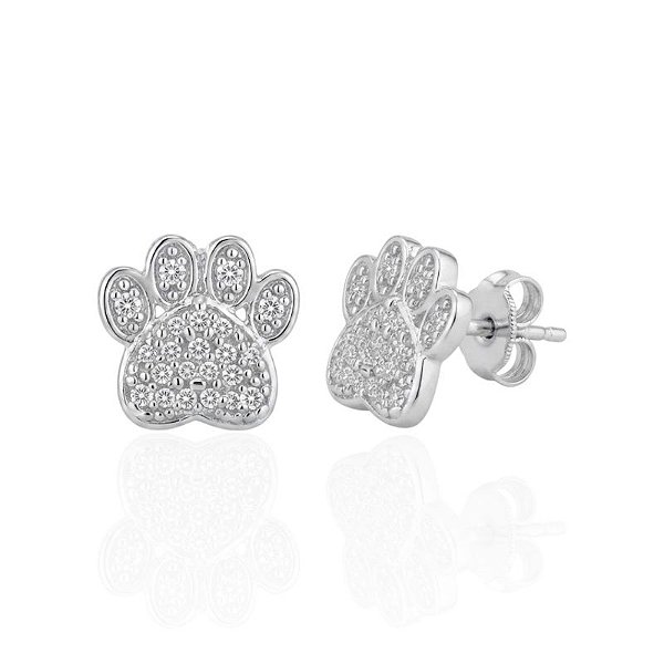 Brinco Patinha Cravejada - Prata 925