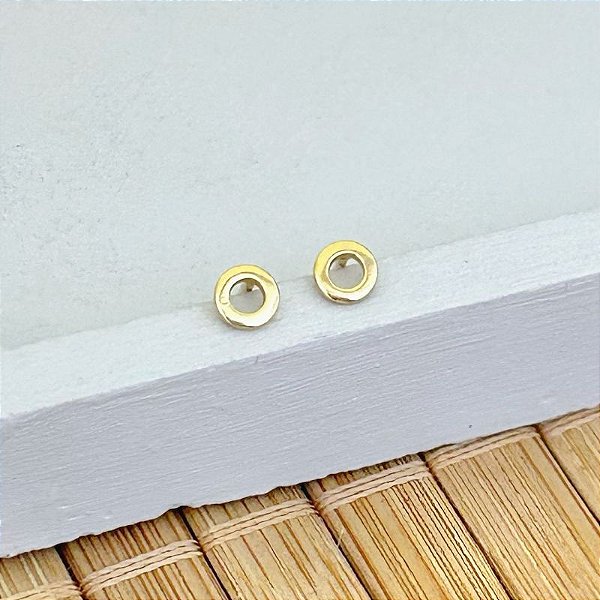 Brinco Mini Circulo Vazado 4mm - Banho de Ouro 18k