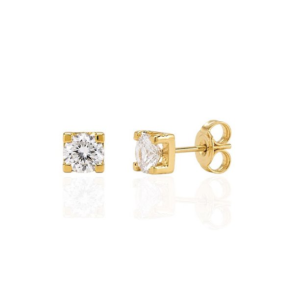 Brinco Zircônia Caixa Quadrada - Banho de Ouro 18k