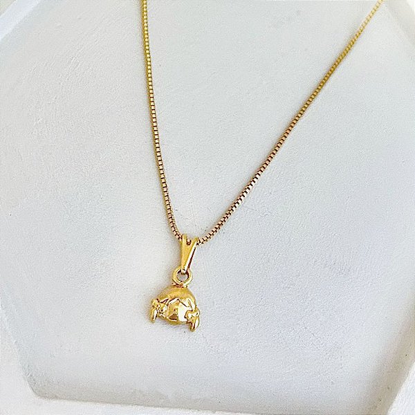 Colar Cabeça Menina 45cm - Banho de Ouro 18k
