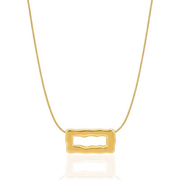 Colar Retangulo Orgânico Vazado 60cm - Banho de Ouro 18k
