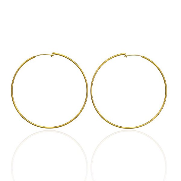 Brinco Argola Fina 6cm - Banho de Ouro 18k