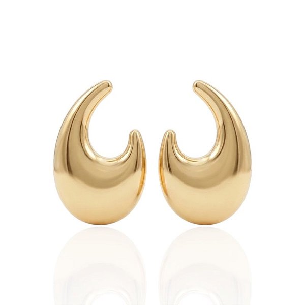 Brinco Liso Formato "J" - Banho de Ouro 18k