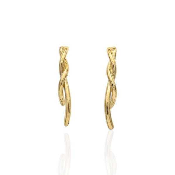 Brinco Ear Hook Entrelaçado - Banho de Ouro 18k