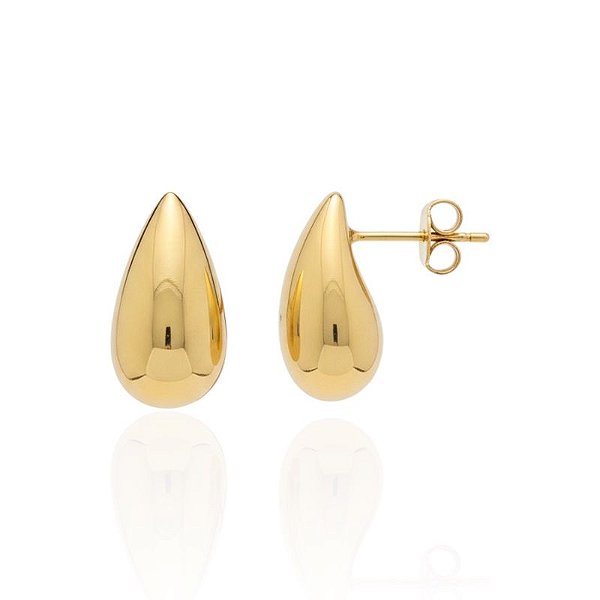Brinco Gota Puffer 1,5cm - Banho de Ouro 18k
