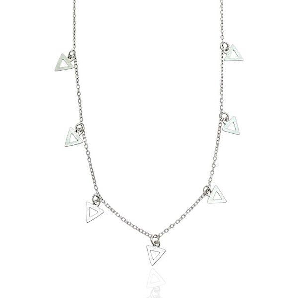 Colar Choker Triângulos Vazados 40cm - Prata 925