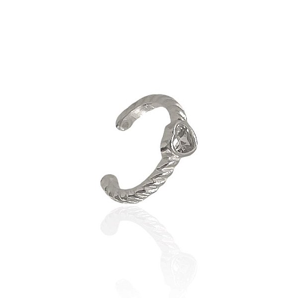 Piercing Fake Torcido com Coração de Zircônia 1,2cm - Prata 925