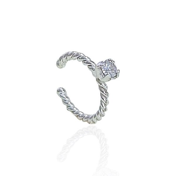 Piercing Fake Torcido com Zircônia 1,1cm - Prata 925