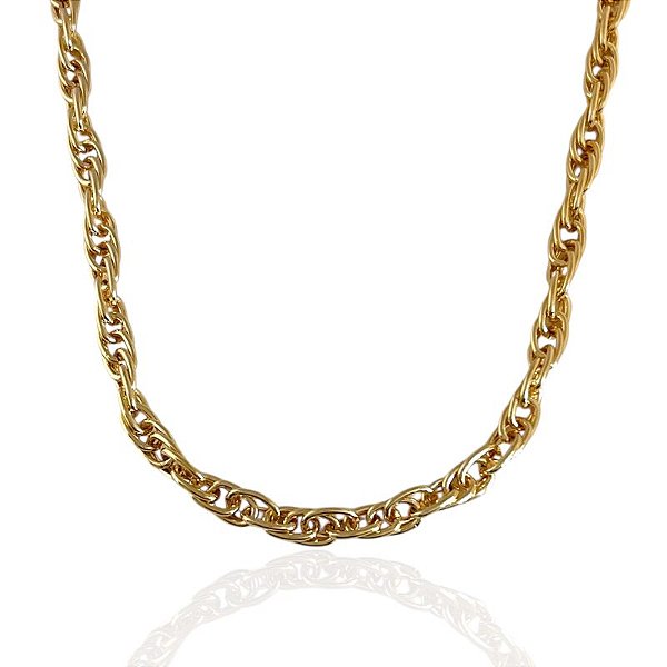 Colar Chocker Singapura 6mm 38cm - Banho de Ouro 18k