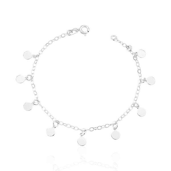 Pulseira Medalinhas Lisas 19cm - Prata 925