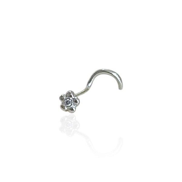 Piercing Nariz Flor com 1 Zircônia UNIDADE - Prata 925