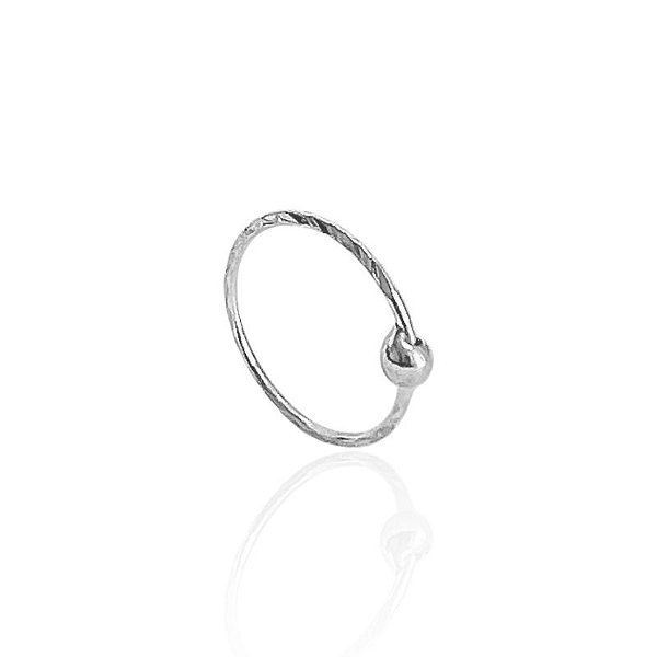 Piercing Argola Diamantado com Bolinha 1cm UNIDADE - Prata 925