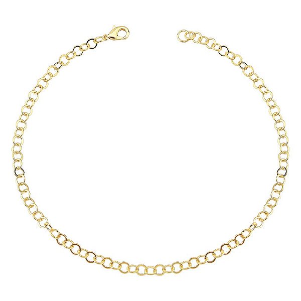 Tornozeleira Elo Redondo 25cm - Banho de Ouro 18k