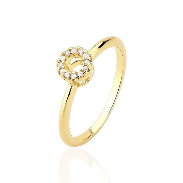 Anel Círculo Vazado Cravejado - Banho de Ouro 18k