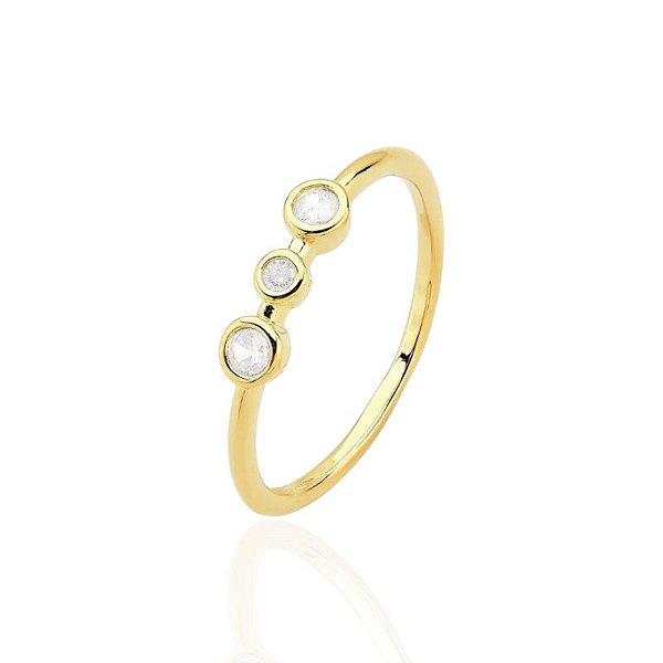 Anel 3 Pontos de Luz - Banho de Ouro 18k