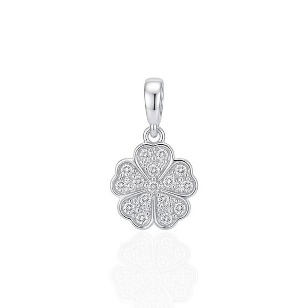 Berloque Flor 5 Petálas Cravejadas - Prata 925