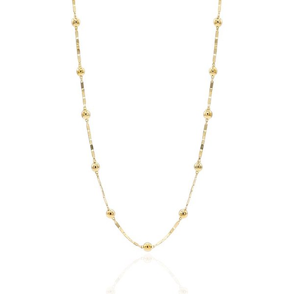 Colar Piastrine com Bolinhas 45cm - Banho de Ouro 18k