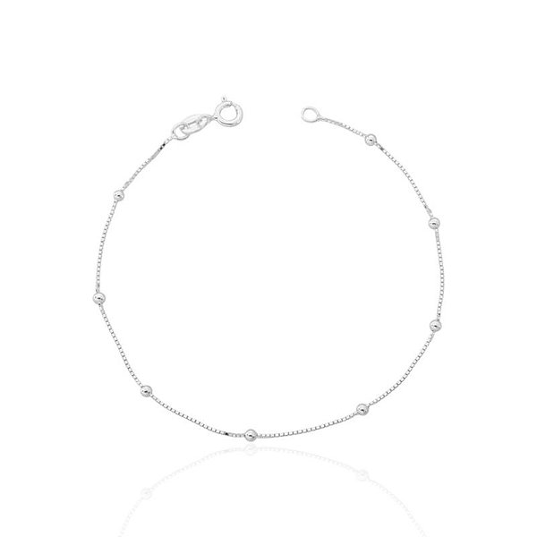 Pulseira Veneziana com bolinhas 18cm - Prata 925