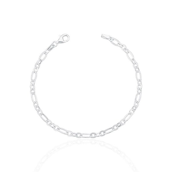 Pulseira Elo Português 3x1 18cm - Prata 925